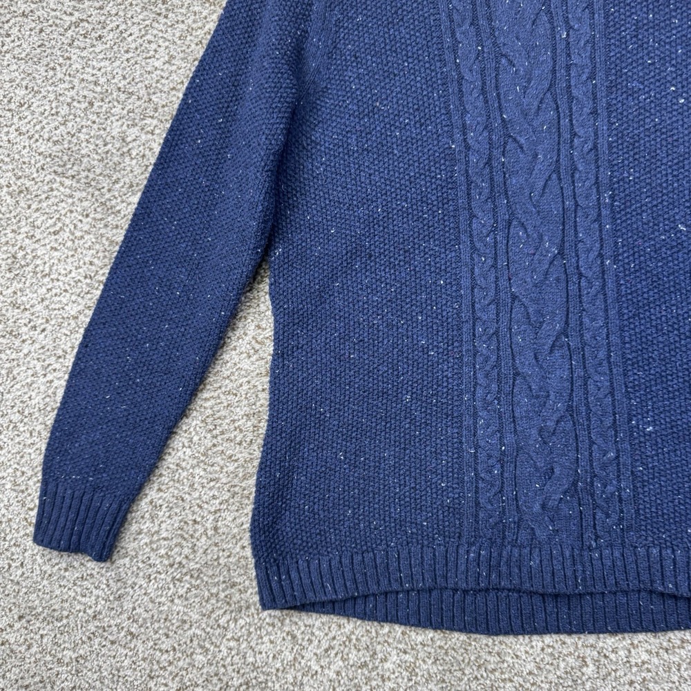 LL Bean Cable Knit Sweater Women's XL Speckled Blue Cotton Blend 290395 Crewneck - Picture 7 of 15
